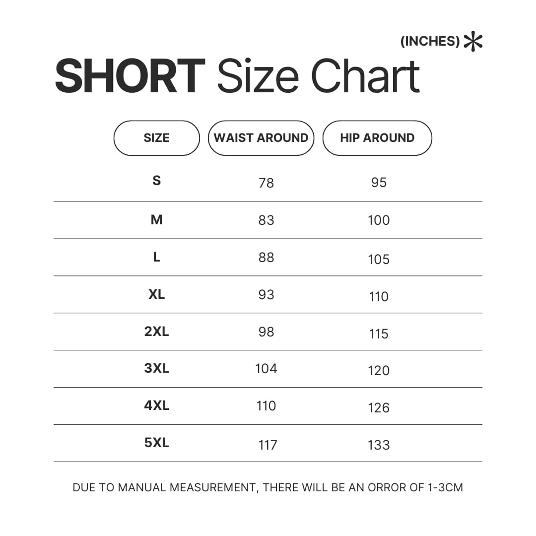 Short Size Chart - Dandadan Merch