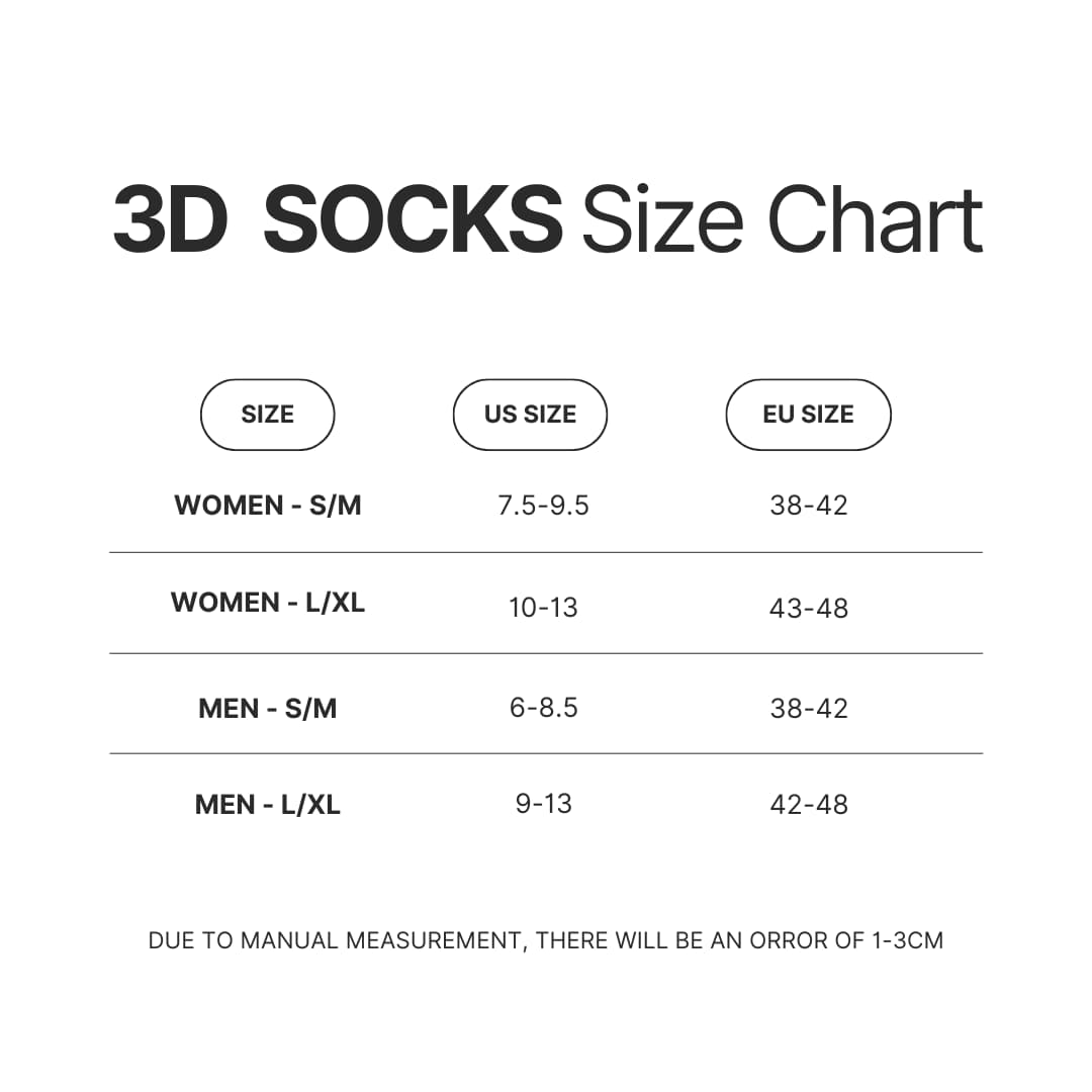3D Socks Size Chart - Dandadan Merch